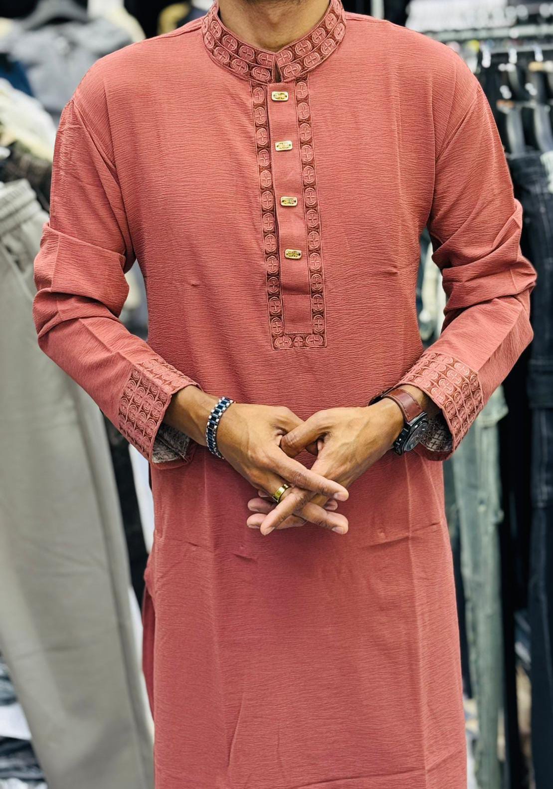 Premium Men's Embroidered Panjabi – Traditional Style